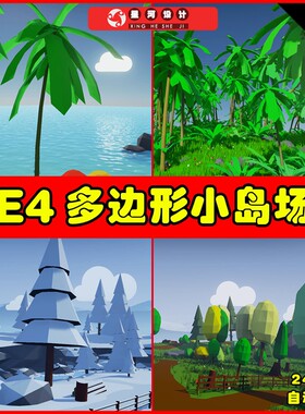 UE4UE5 Stylized Low Poly Environment 森林草原海边雪景场景