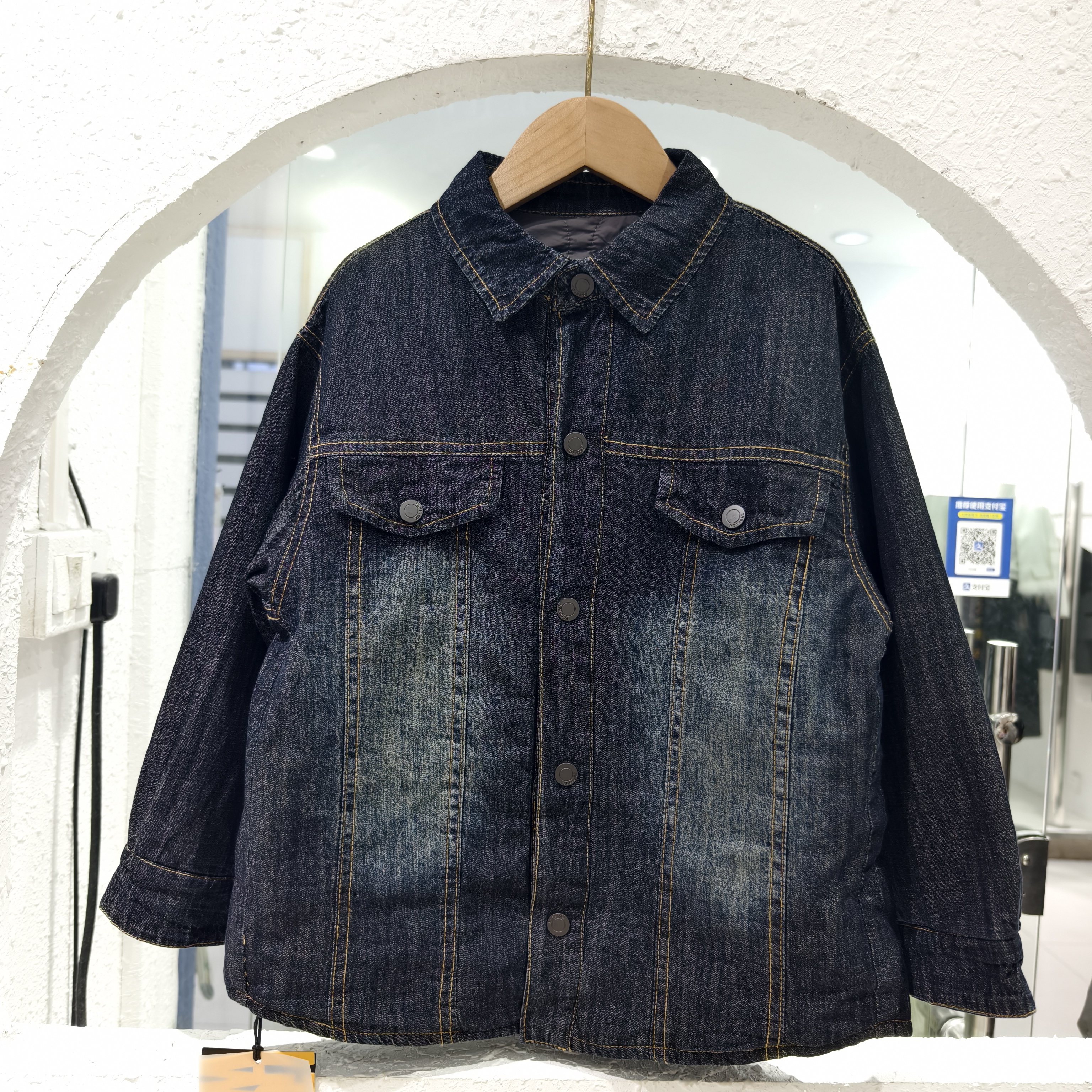 男童加绒牛仔衬衫秋冬韩版宽松7-15岁男孩加薄棉衬衫外套简约复古