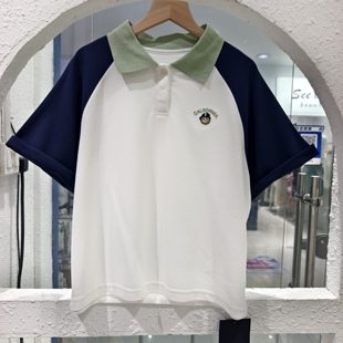 青少年珠地棉polo衫夏款10-15岁少男少女翻领短袖宽松韩版学院风