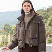 风短款 鹅绒服女连帽加厚保暖时尚 外套冬季 工装 新款 071A0