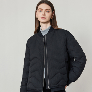 I’SRE/艾尚雪简约现代风黑色短款绗缝羽绒服女轻羽绒外套016A0