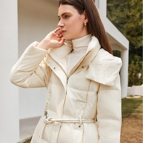 艾尚雪长款收腰鹅绒服