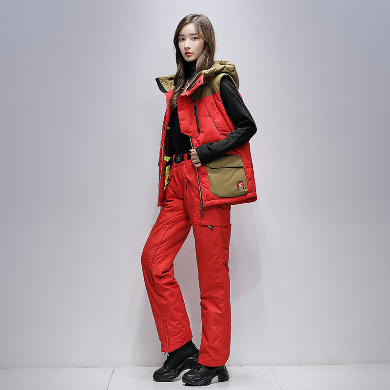 艾尚雪男女户外保暖透气羽绒服休闲加厚滑雪服套装08050