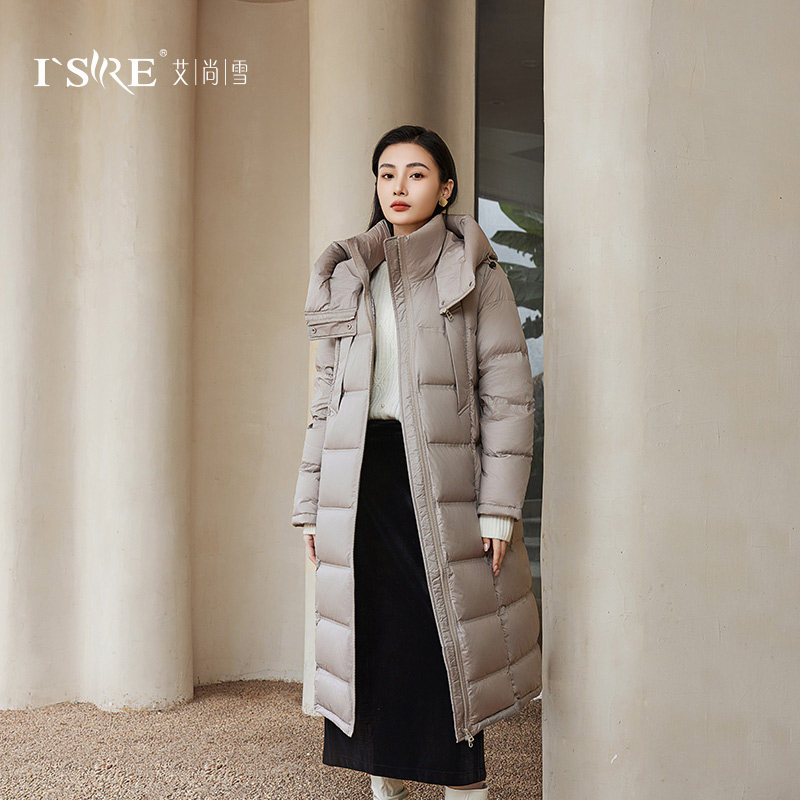 艾尚雪长款连帽羽绒服
