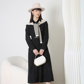 配披肩 梵凯连衣裙2025冬气质收腰衬衣领工装 中长连衣裙两件套