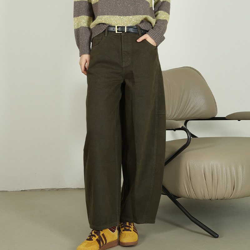 梵凯牛仔裤女2025冬休闲慵懒风高腰阔腿宽松直筒牛仔长裤秋冬百搭