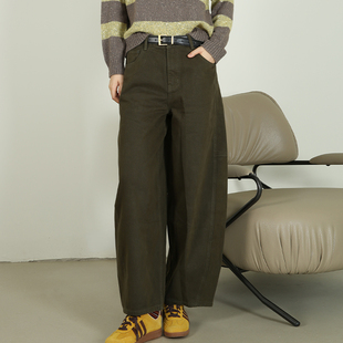 梵凯牛仔裤女2025冬休闲慵懒风高腰阔腿宽松直筒牛仔长裤秋冬百搭