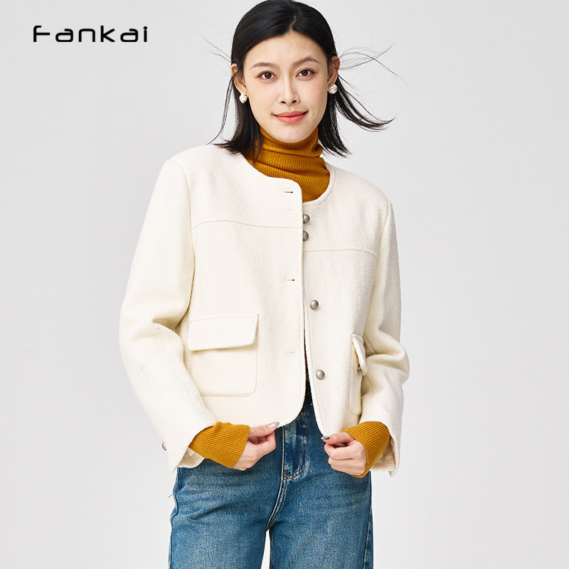 梵凯2023秋冬外套休闲宽松显瘦单排扣夹克毛呢女新款轻奢短外套女,女装/女士精品,短外套,淘宝优惠券,粉丝福利购,淘宝优惠卷