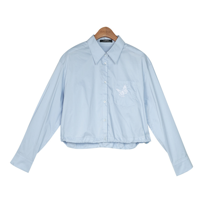 梵凯衬衣女2025春法式休闲宽松短款长袖衬衣春秋抽绳收腰刺绣衬衫,女装/女士精品,衬衫,淘宝优惠券,粉丝福利购,淘宝优惠卷