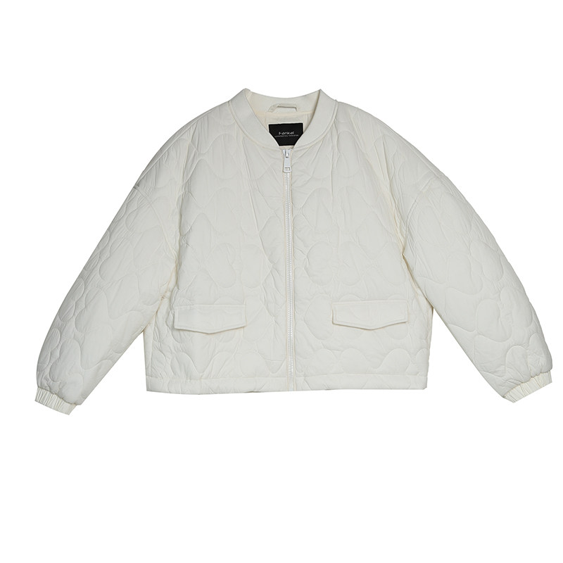 梵凯棉衣女2025冬宽松落肩袖圆领夹克抽绳收腰薄款棉衣外套女