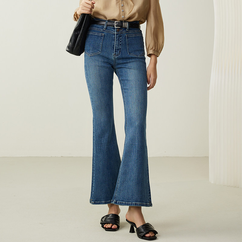 梵凯牛仔裤女2025春时尚高腰修身显瘦微喇弹力牛仔裤女春秋新款