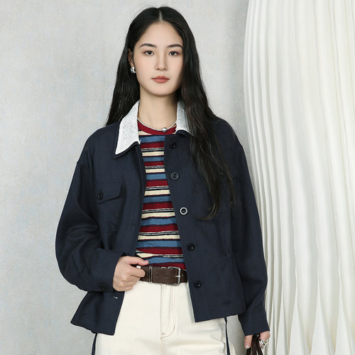梵凯春休闲天丝亚麻收腰外套女