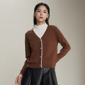 梵凯女毛织衫 秋冬打底毛衫 2024冬半高领拼色假两件毛织衫 气质时尚