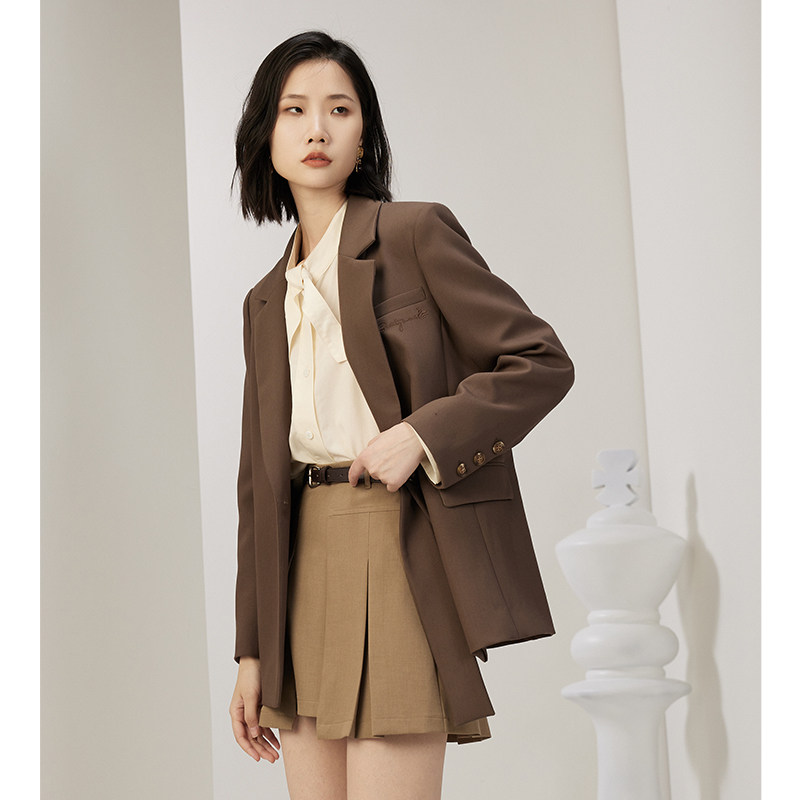 梵凯女衬衣2024秋莱赛尔天丝香草杏色长袖衬衣宽松法式领结带衬衣