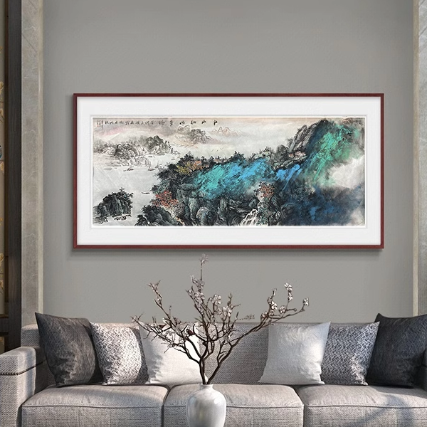泼彩纯手绘李长田山水画师手绘国画客厅办公装饰挂画卷轴宣纸画芯