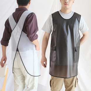 防水透明围裙免系带游泳馆宠物咖啡店厨房长袖 多功能罩衣 工作服