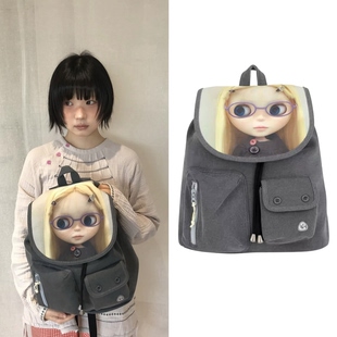 韩国新款coyseio联名blythe双肩包可爱卡通娃娃大容量翻盖扣书包