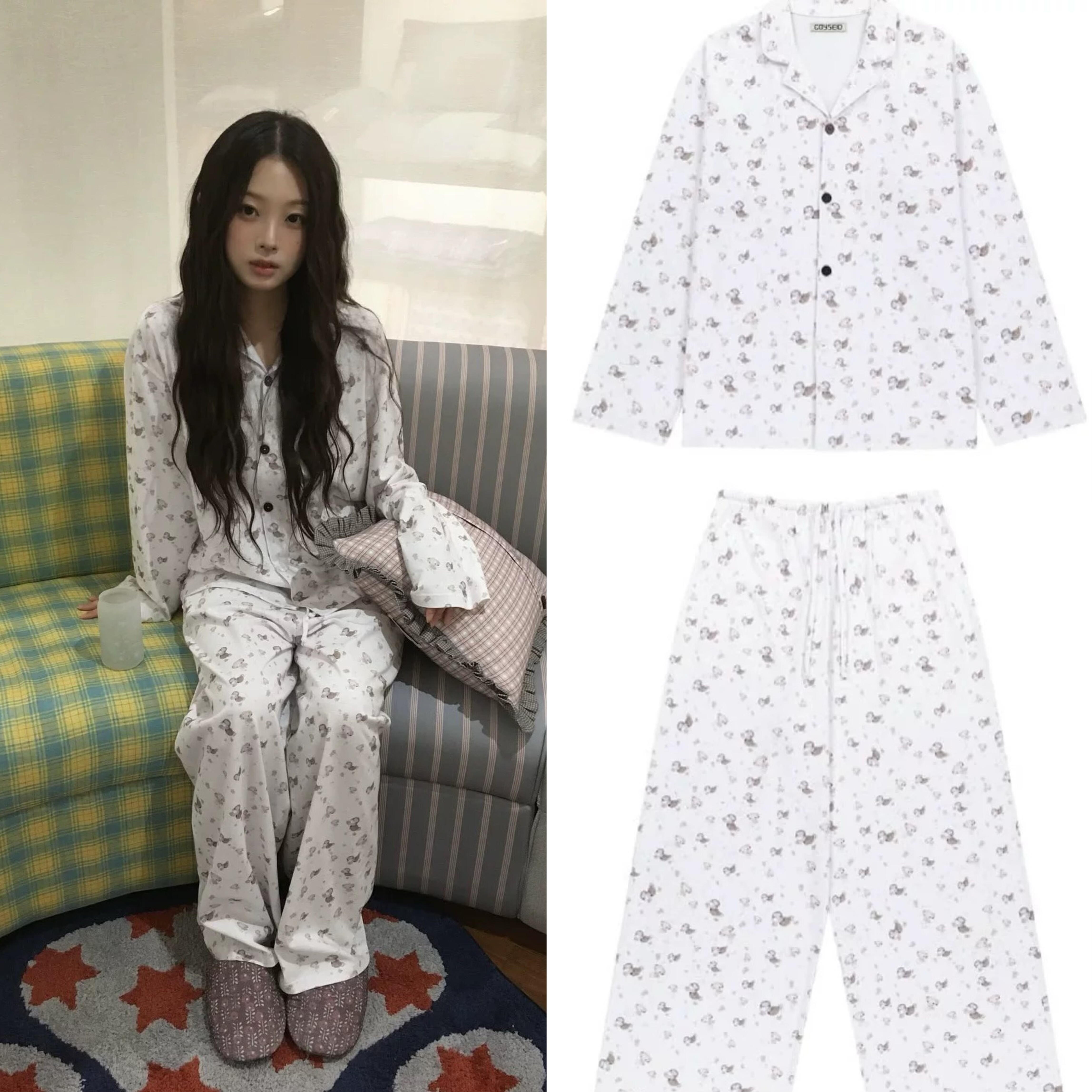 现货韩国小众coyseio减龄动物印花亲肤百搭睡衣居家服休闲裤套装