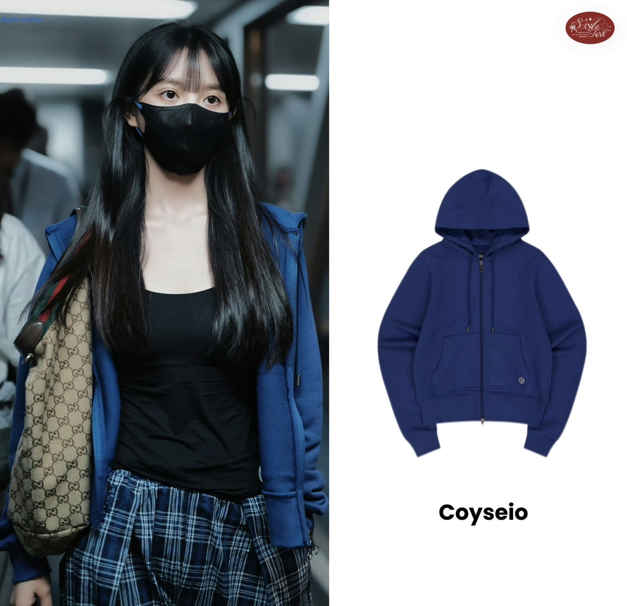 田曦薇同款韩国coyseio卫衣外套宽松运动连帽卫衣短款拉链外套