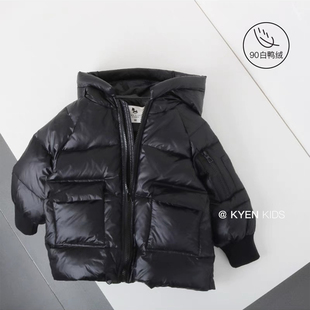 2025冬款儿童羽绒服男童女童连帽洋气白鸭绒外套宝宝插肩袖保暖潮