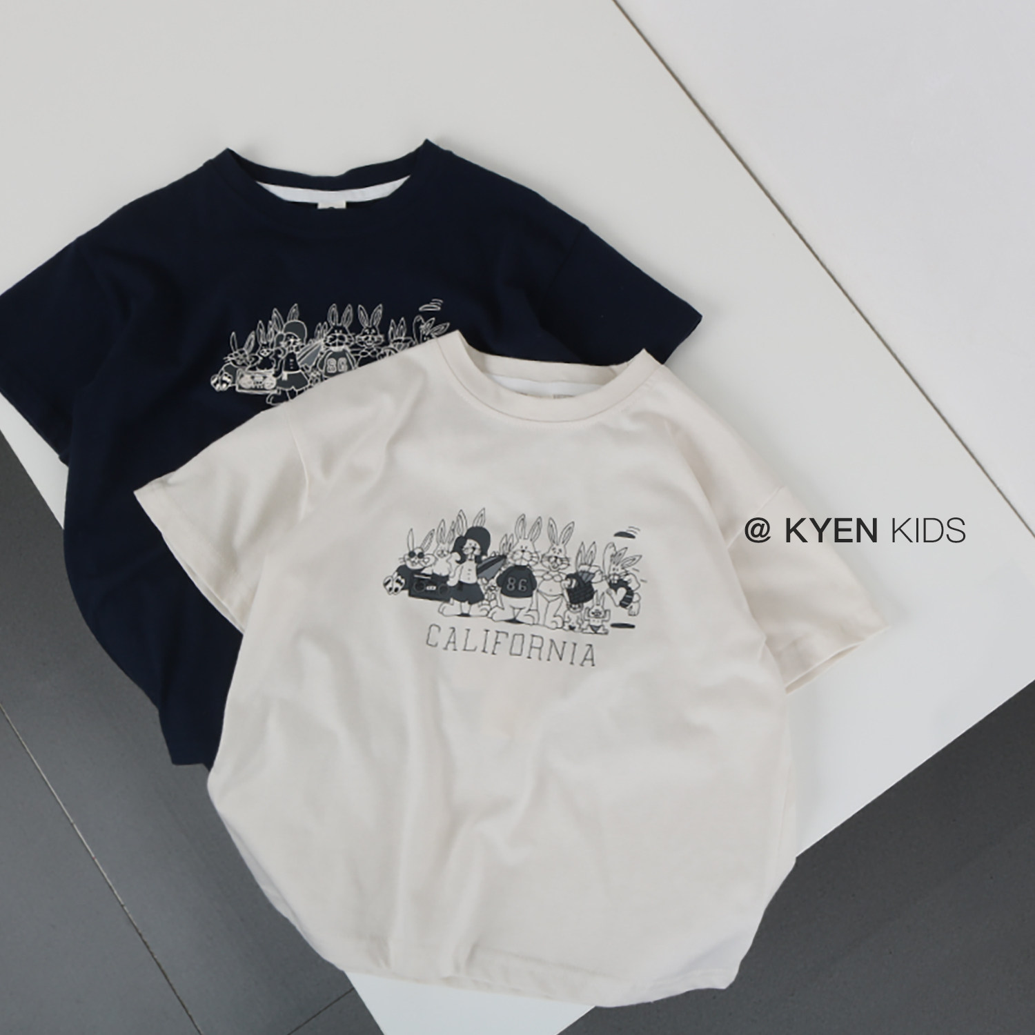 2025夏款男童兔子卡通纯棉短袖T恤女童宽松韩版百搭打底衫童装