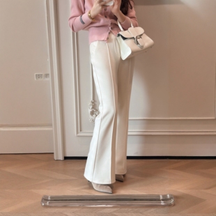 女高级感气质长裤 桑蚕丝羊毛显瘦微喇裤 子 大兔子 PINZIKO