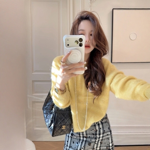 PINZIKO 大兔子 山羊绒羊毛拉绒毛衣秋冬加厚款显瘦保暖针织衫