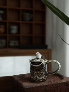 柴烧灵鸟裸烧茶壶侘寂风粗陶泥手工茶杯茶具茶壶盖碗 林连手作