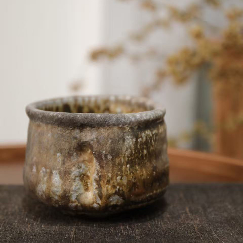 林连手作柴烧豆包大茶碗建水斑驳厚重裸烧自然落灰粗陶泥手工复古