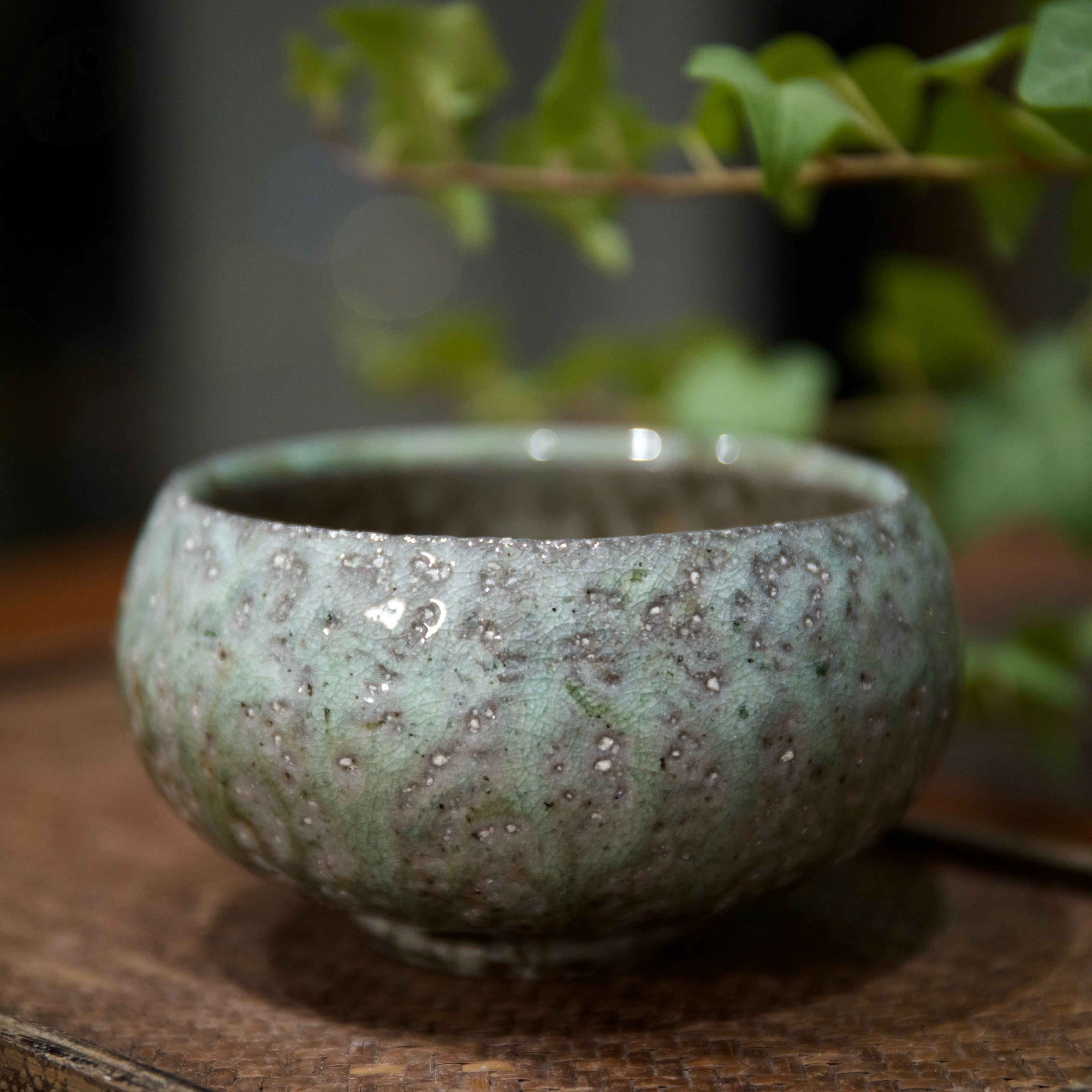 林连手作柴烧圆钵茶碗主人杯裸烧自然落灰粗陶泥手工创意陶瓷水杯