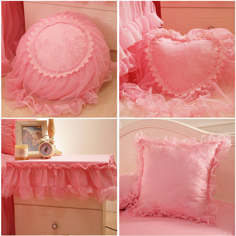 曼纱轻舞公主床品配件爱心枕、南瓜枕 糖果枕 靠垫套
