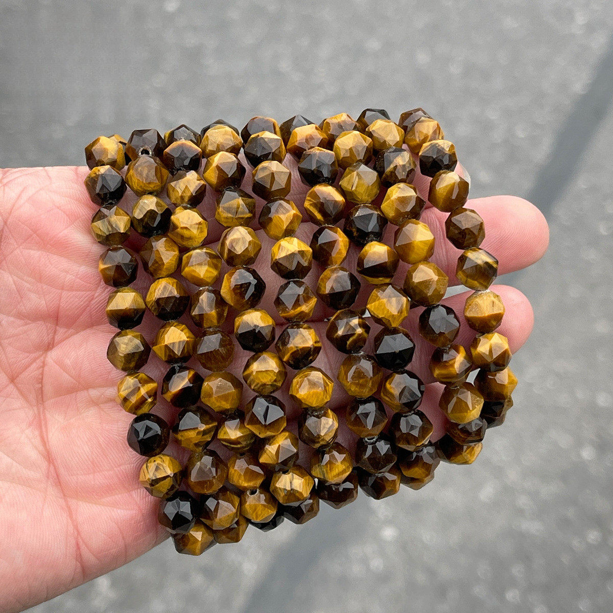 正品钻石切面天然黄虎眼石手链