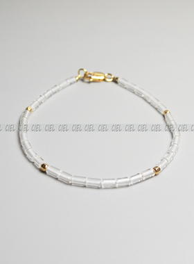 Ciel原创手工天然白水晶手链管珠2mm极细脚链项链男女情侣袖珍小