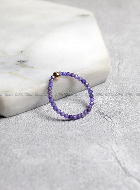 Ciel原创手工天然紫色锆石指环戒指2mm切面极细关节戒尾戒送女友