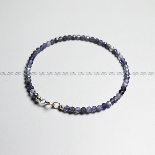 Ciel原创手工天然堇青石手链3mm小米迷你极细手串脚链显肤白项链