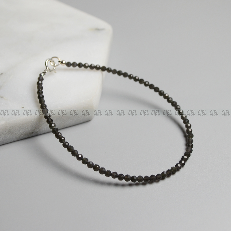 CIEL原创手作天然黑曜石极细手链