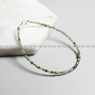 Ciel原创手工天然绿发晶手链极细2mm切面脚链项链男女叠加戴袖 珍