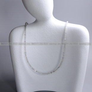 Ciel原创手工天然灰月光石项链锁骨链短链极细2.5mm方糖切面珠女