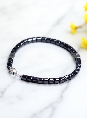 Ciel原创手工黑胆石手链方块鼓珠