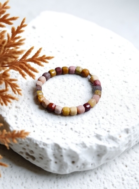 天然蛋黄石戒指2mm方糖珠