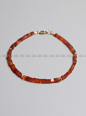 Ciel原创天然红玛瑙手链2.8mm细小方块珠手串脚链项链显白叠戴女