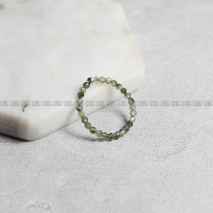 Ciel原创手工天然绿发晶戒指2mm极细迷你切面不规则指环关节尾戒