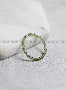 原创天然碧玉戒指飞碟珠切面2mm