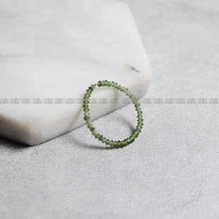 Ciel原创天然碧玉戒指飞碟珠切面2mm极细指环关节戒尾戒叠戴小众