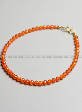 Ciel原创手工天然橙色锆石手链切面极细3mm脚链项链女十二月生辰