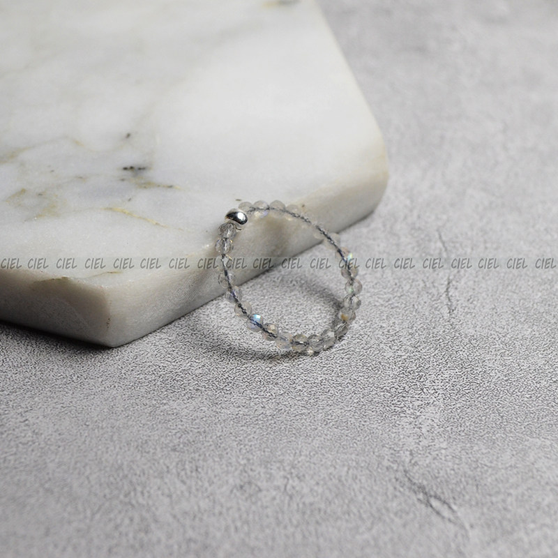 ciel原创手工天然灰色月光石戒指拉长石指环关节戒尾戒恋人之石女