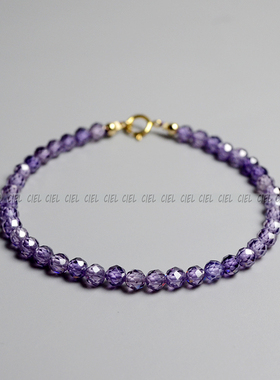 Ciel原创手工天然紫色锆石手链4mm切面手串脚链项链叠戴显白女