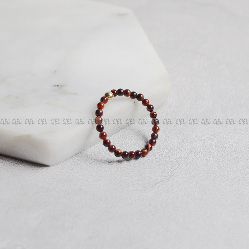 原创手工天然红色虎眼石戒指