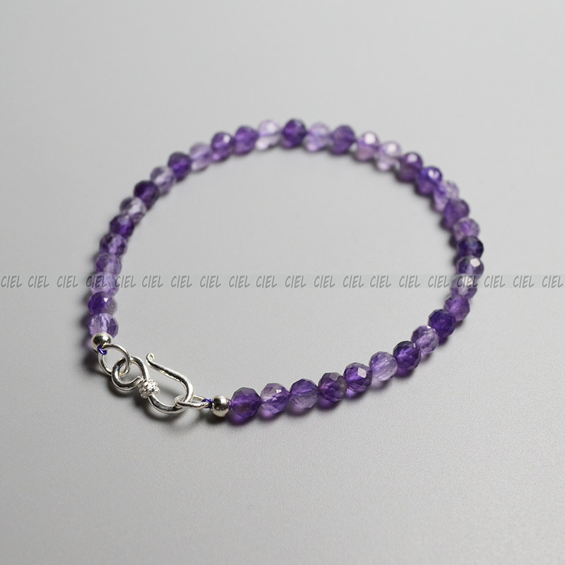 Ciel原创手工天然紫水晶手链4mm切面细手串女脚链项链二月生辰石