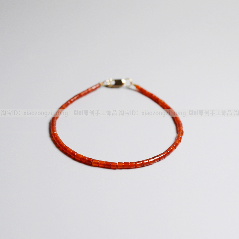 Ciel天然红玛瑙极细管珠手链
